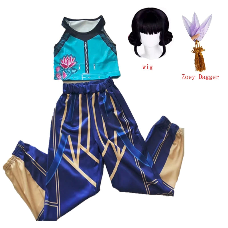 Anime KPop Demon Cosplay Costume – Zoey Wig & Daggers Set for Halloween