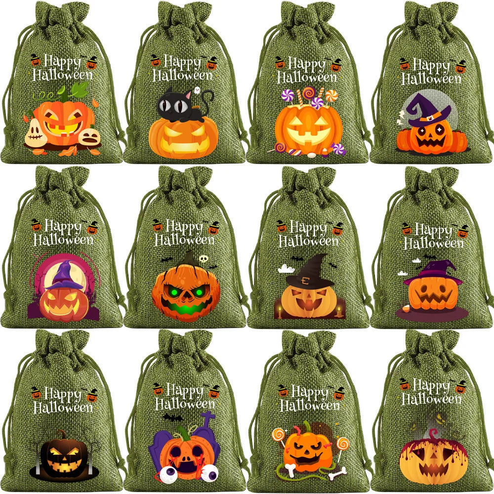 2025 New Halloween Drawstring Burlap Bag, Candy Chocolate Jewelry Gift Bag, DIY Wedding