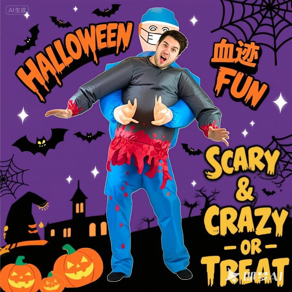 Halloween Inflatable Horror Surgeon Costume – Bleeding Ghost Hug Prop