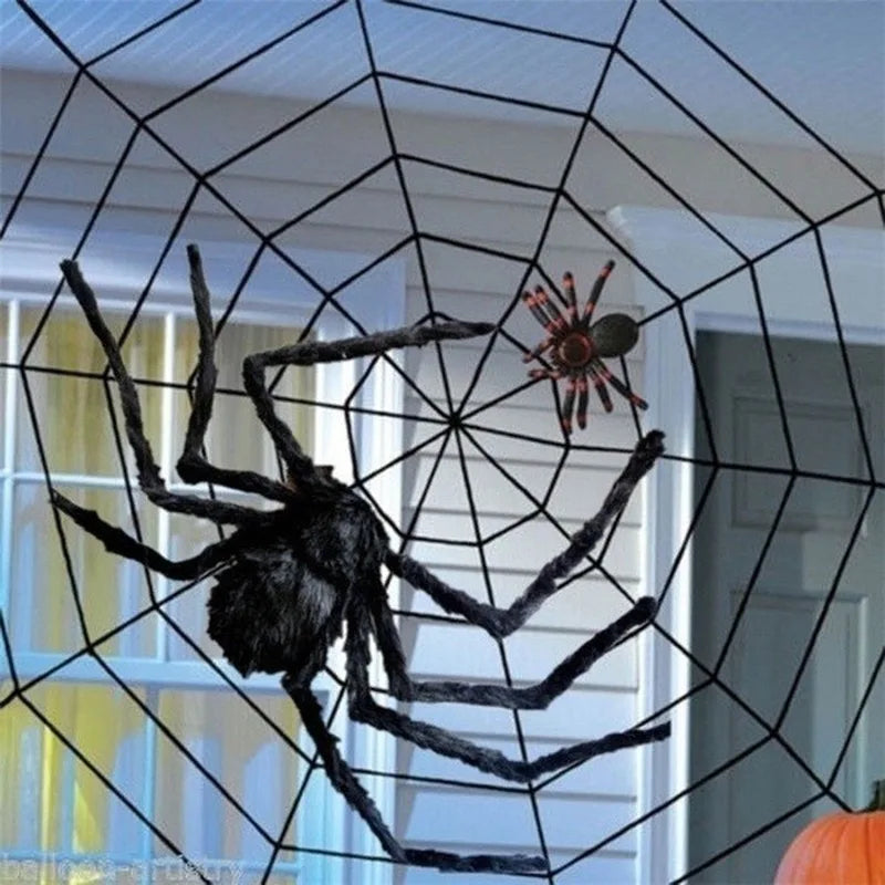 Giant Spider & Huge Web Halloween Decoration for Indoor & Outdoor Haunted Props