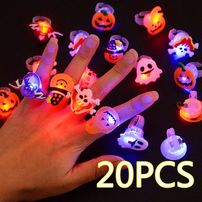 10/20PCS Cute Glowing Halloween Rings & Bracelets for Kids Party Decoration