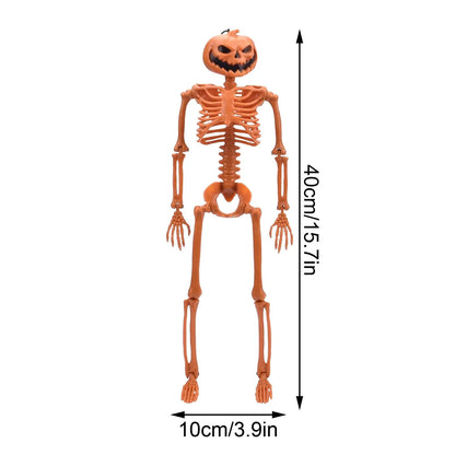 Halloween Full-Size Movable Skeleton with Pumpkin Head, Hanging Decoration