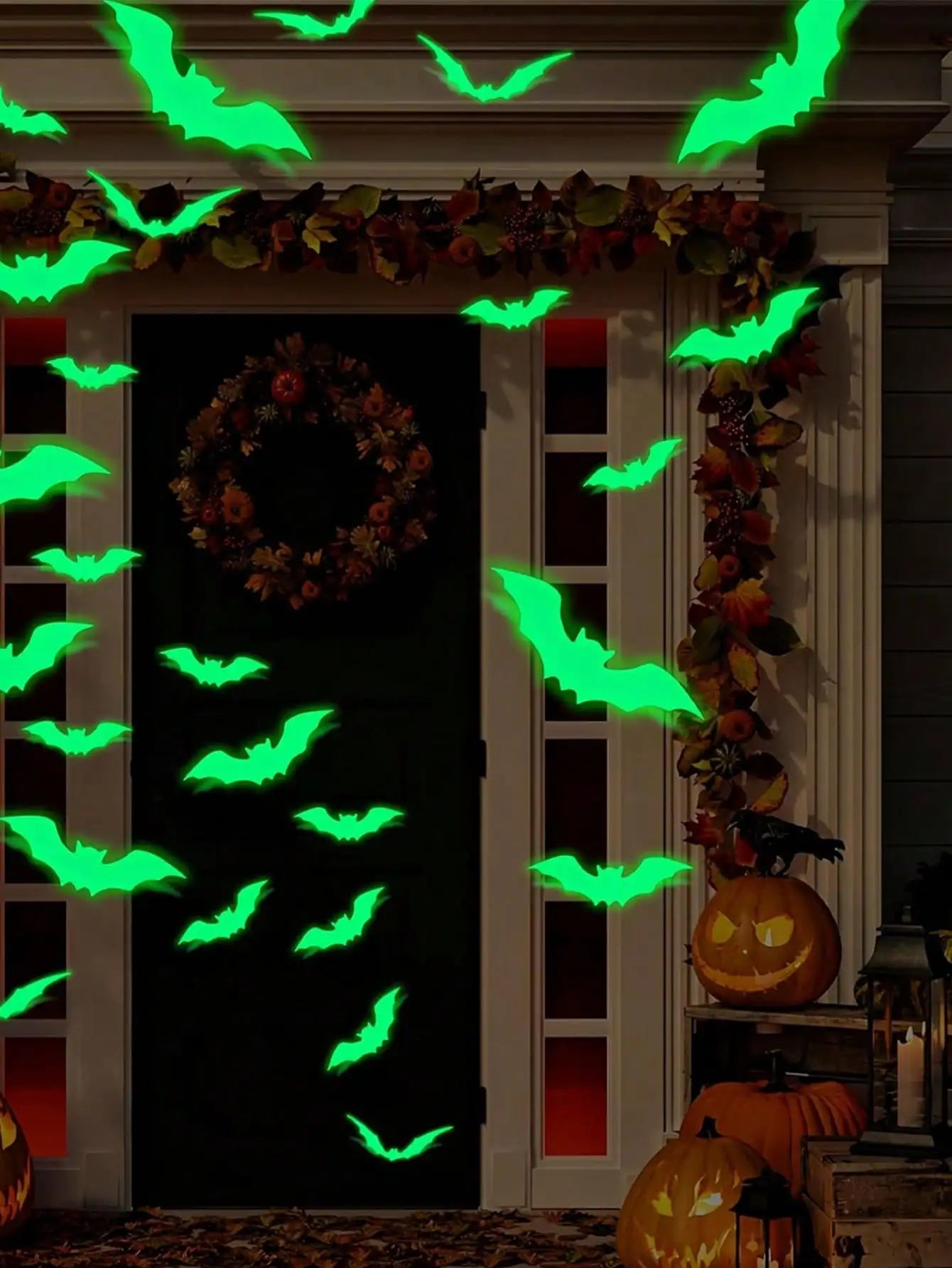 Glow-in-the-Dark Bat Wall Stickers – 16PCS Waterproof Halloween Decor