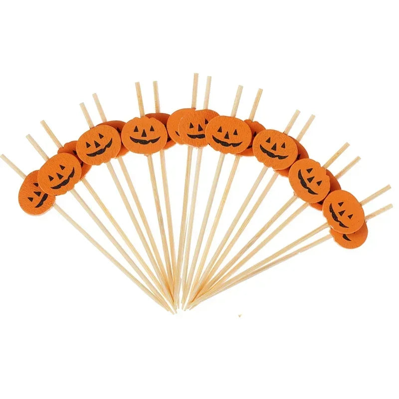 50Pcs Halloween Toothpicks Bamboo Cocktail Picks for Party Food & Dessert