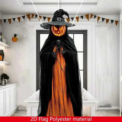 2D Halloween Evil Pumpkin Man Hanging Background Cloth for Indoor & Outdoor Decor