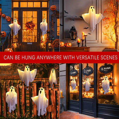 Halloween Light-Up Hanging Ghost Decorations for Tree, Window & Wall (50x40cm)