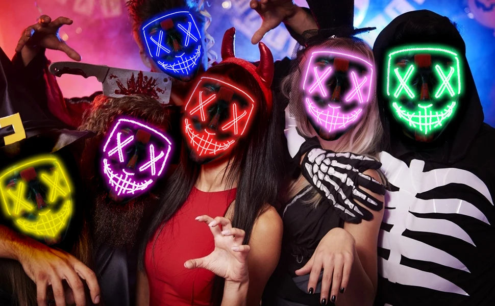 LED Light-Up Scary Halloween Mask for Cosplay & Parties