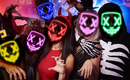 LED Light-Up Scary Halloween Mask for Cosplay & Parties
