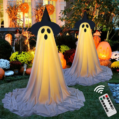2 Packs Glow-in-the-Dark Halloween Ghosts for Yard & Home Decoration
