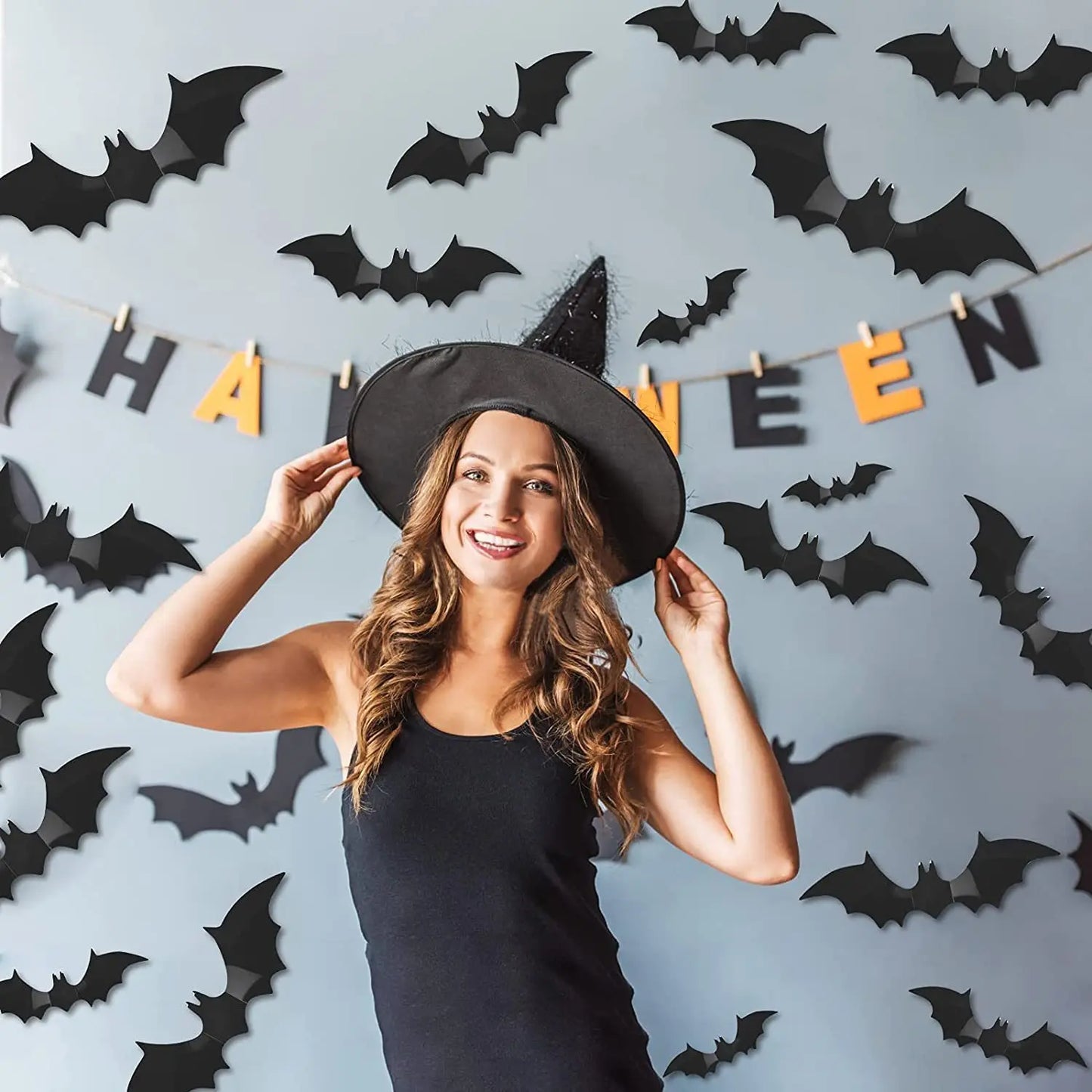 3D PVC Bat Wall Stickers – Halloween Scary Decorations & Party Props