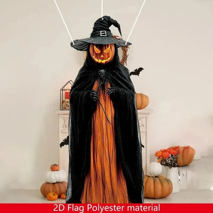 2D Halloween Evil Pumpkin Man Hanging Background Cloth for Indoor & Outdoor Decor