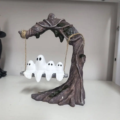 Halloween Swing Ghost Ornament, Spooky Ghost Statue Collectible