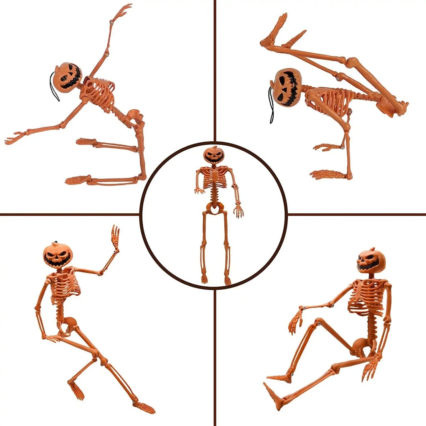 Halloween Full-Size Movable Skeleton with Pumpkin Head, Hanging Decoration