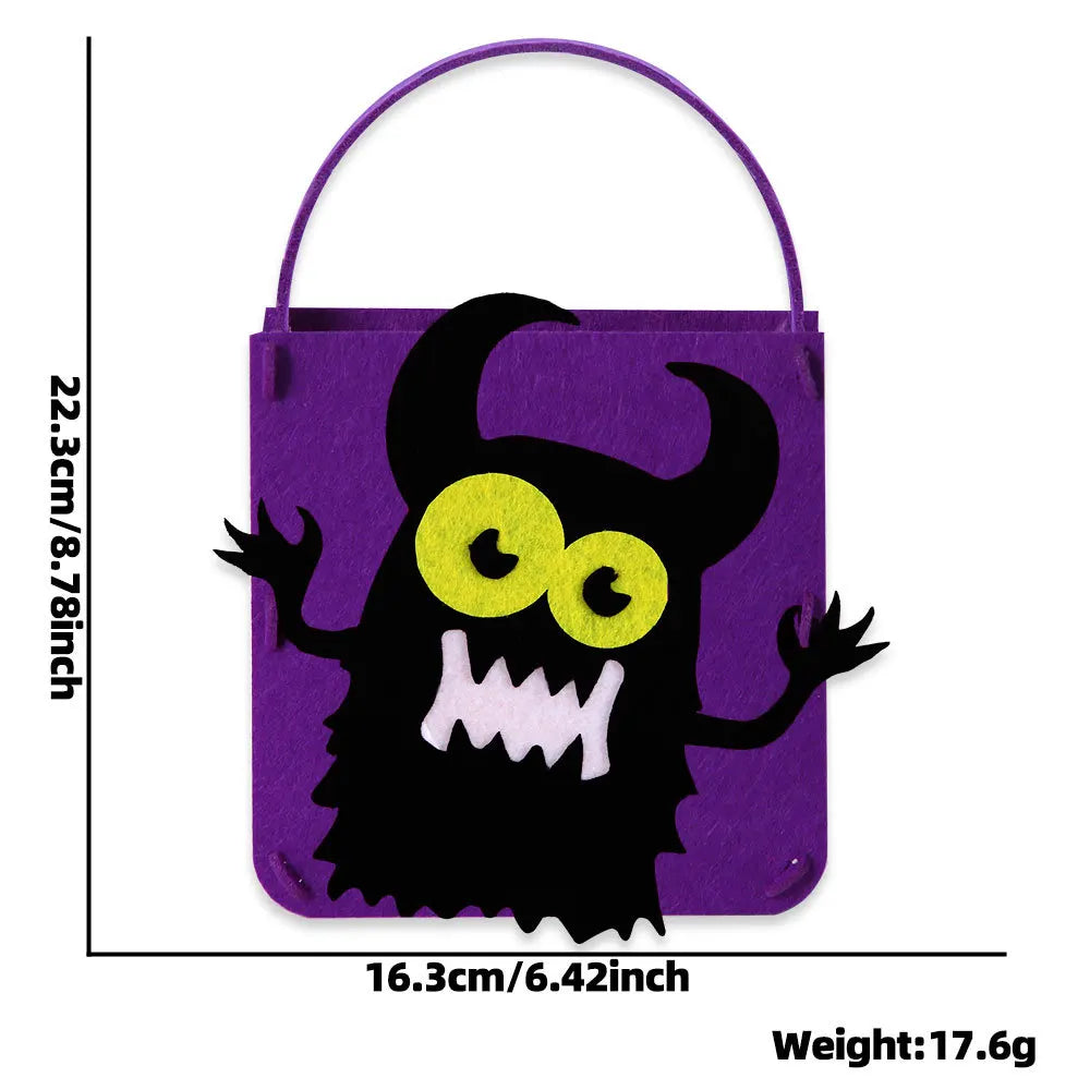 Felt Halloween Trick-or-Treat Bag with Spooky Pumpkin & Ghost Design