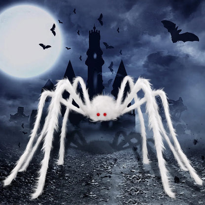 Big Plush White Giant Spider Halloween Horror Party Prop Outdoor Decoration