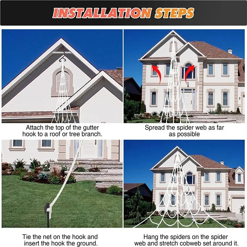 Giant Spider & Huge Web Halloween Decoration for Indoor & Outdoor Haunted Props