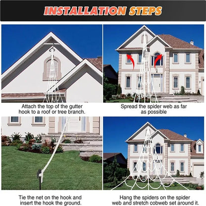 Giant Spider & Huge Web Halloween Decoration for Indoor & Outdoor Haunted Props