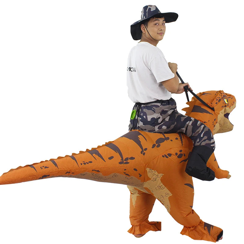 Inflatable Dinosaur Ride-On Costume – Halloween Party Cosplay for Adults