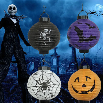 Halloween Hanging Lanterns – Pumpkin, Bat & Skeleton Decor