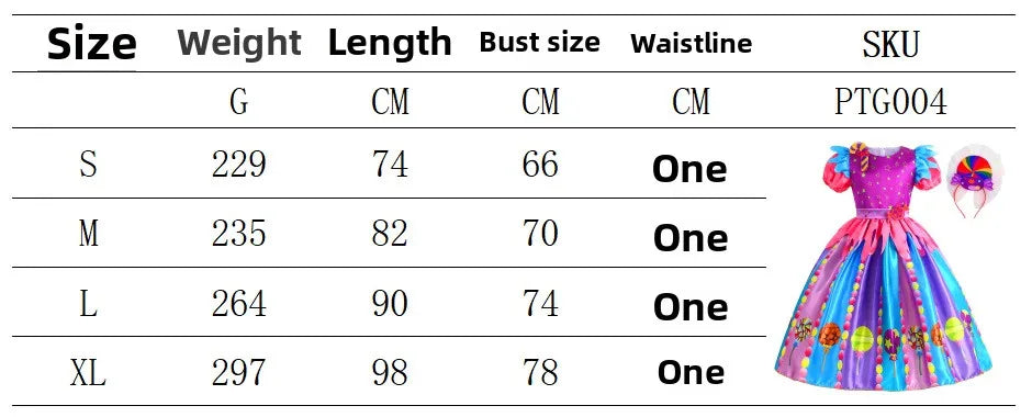 Candy Princess Halloween Dress with Headband & Candy Scepter, Sweet Party Costume