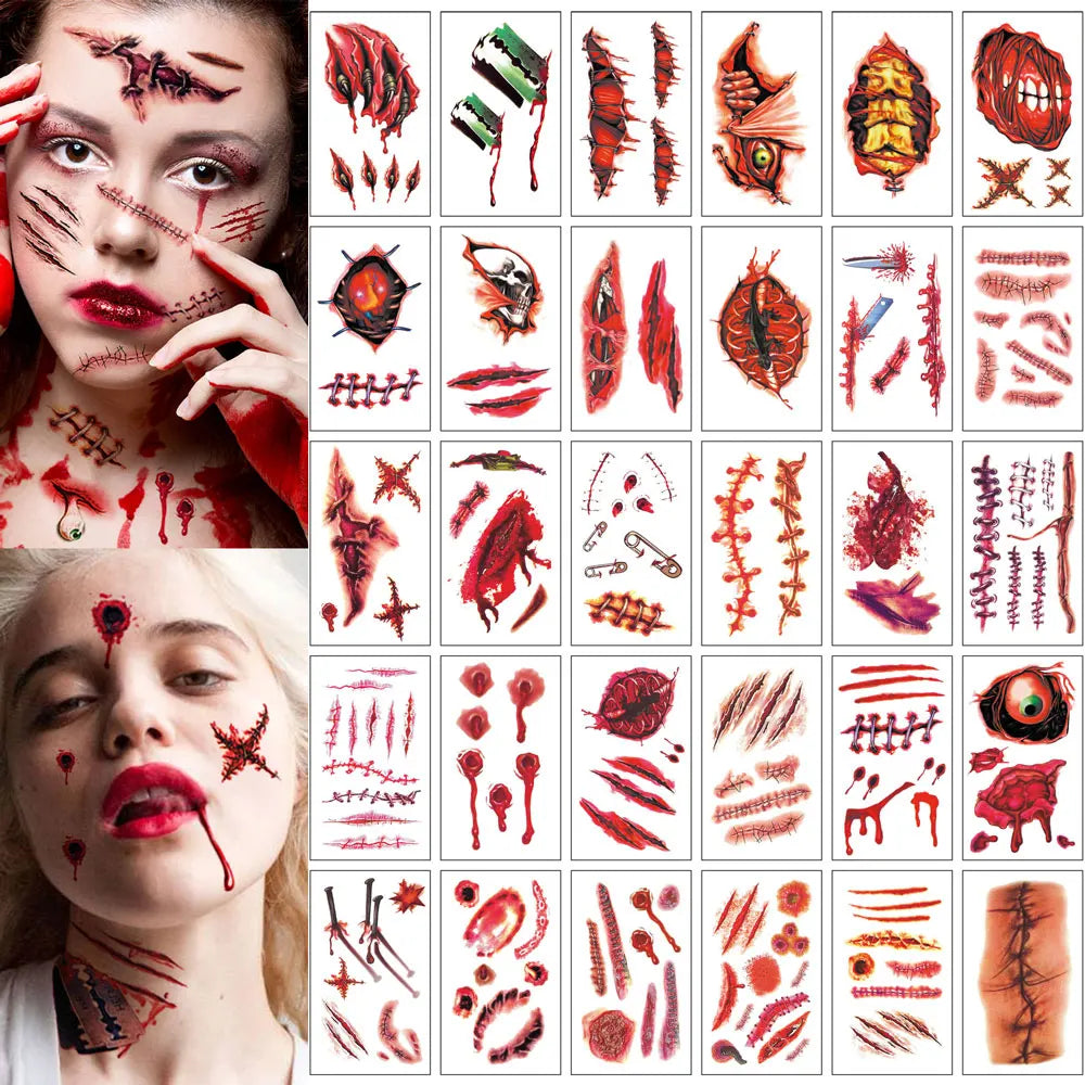 Bleeding Wound Tattoo Stickers (30pcs)