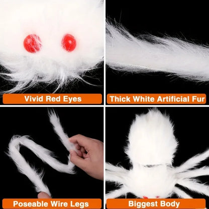 Big Plush White Giant Spider Halloween Horror Party Prop Outdoor Decoration