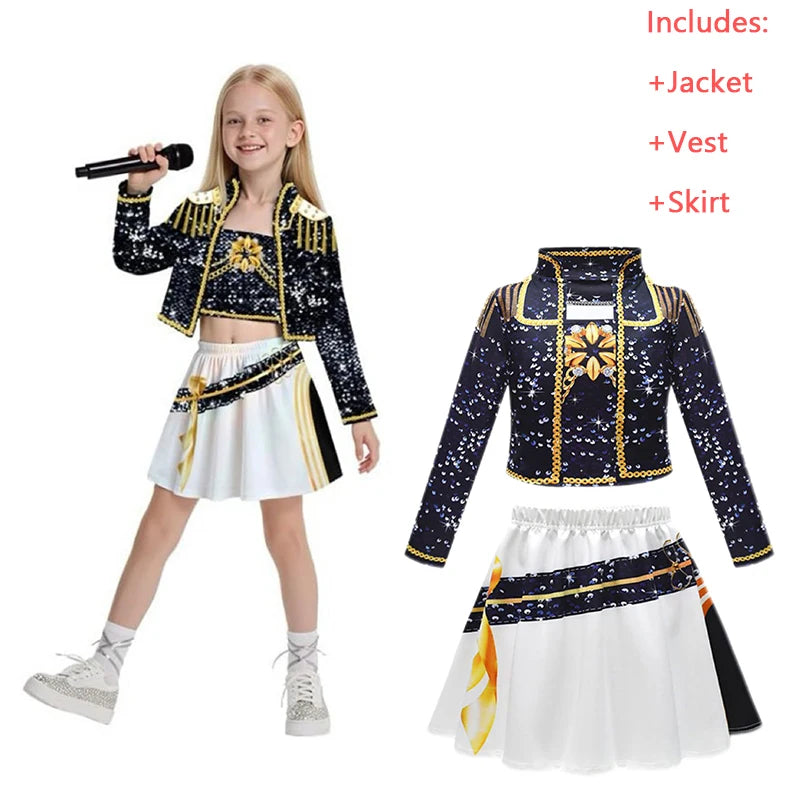 Kids Mira Rumi Zoey Cosplay Costume – Black Stage Outfit for Halloween