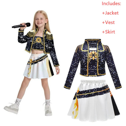 Kids Mira Rumi Zoey Cosplay Costume – Black Stage Outfit for Halloween