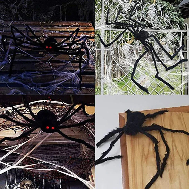 Giant Black Spider Halloween Decoration (30-200cm) for Haunted House & Party