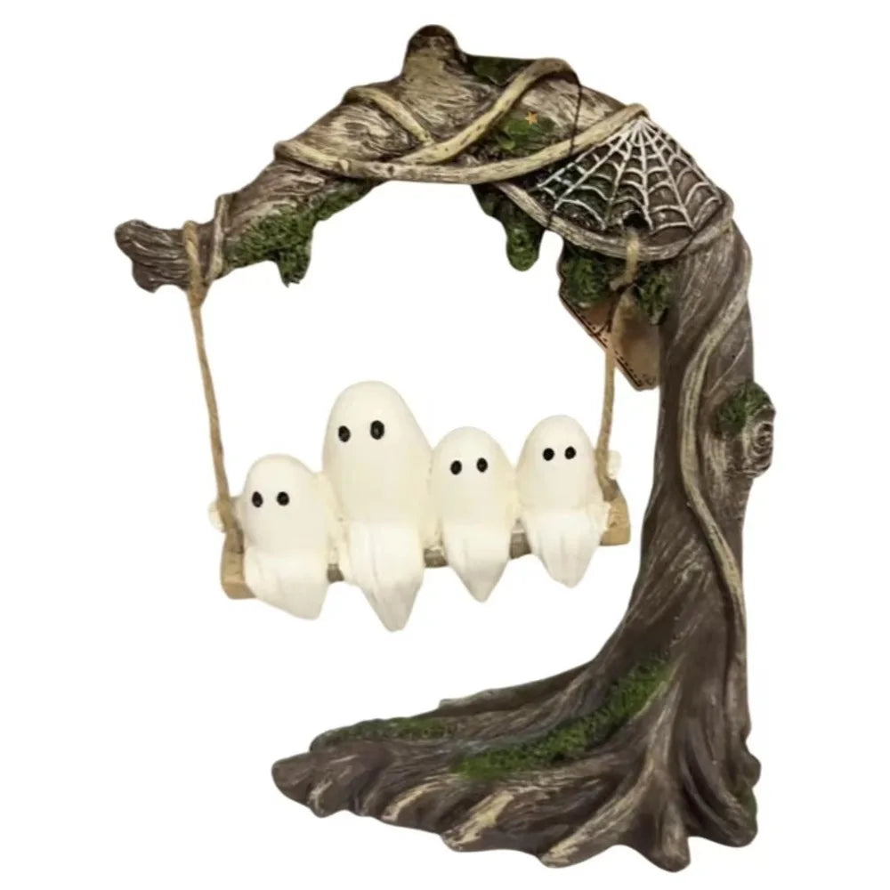 Halloween Swing Ghost Ornament, Spooky Ghost Statue Collectible