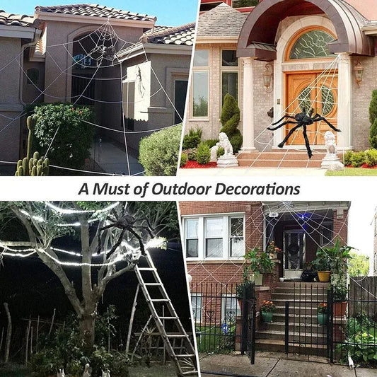 Giant Spider & Huge Web Halloween Decoration for Indoor & Outdoor Haunted Props
