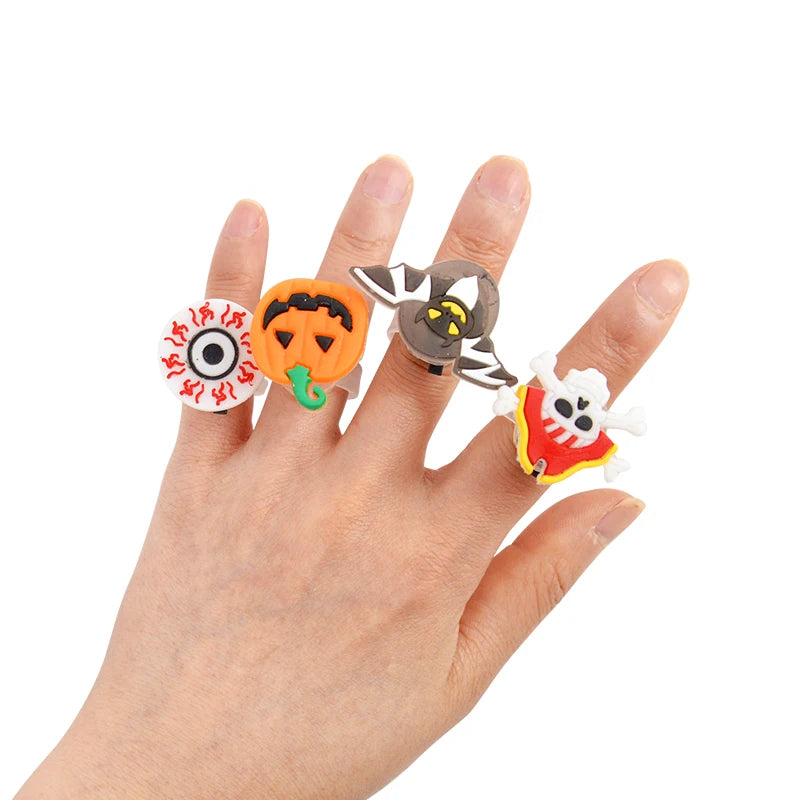 10/20PCS Cute Glowing Halloween Rings & Bracelets for Kids Party Decoration