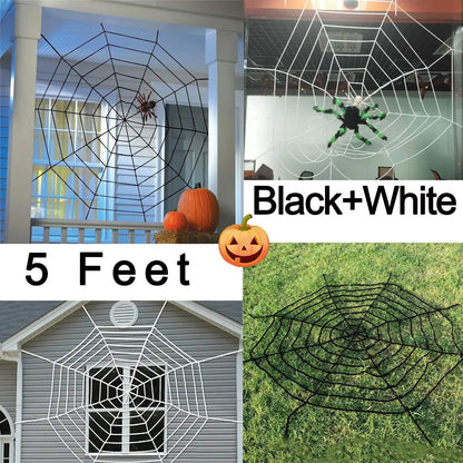 Giant Halloween Black Spider (30/90/150cm) with Web for Home & Haunted House Decor