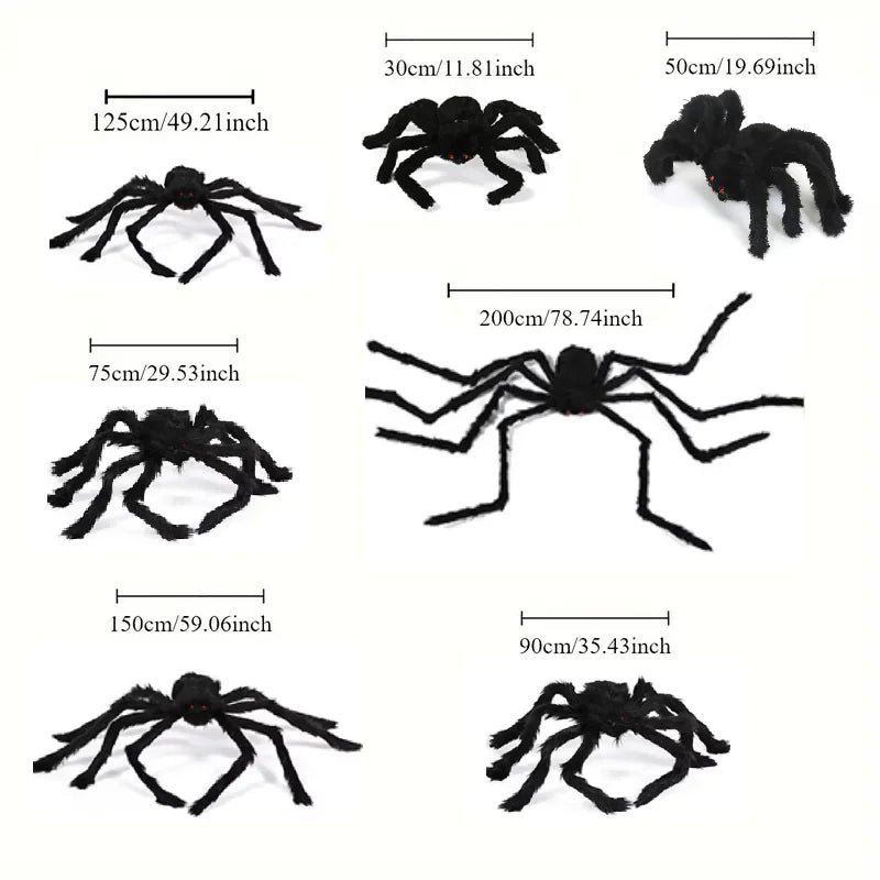 Giant Black Spider Halloween Decoration (30-200cm) for Haunted House & Party