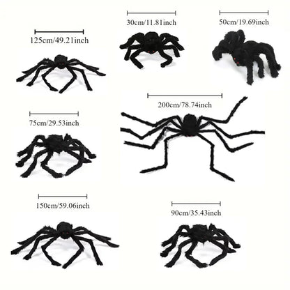 Giant Black Spider Halloween Decoration (30-200cm) for Haunted House & Party