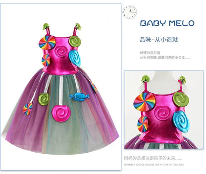 Candy Princess Halloween Dress with Headband & Candy Scepter, Sweet Party Costume