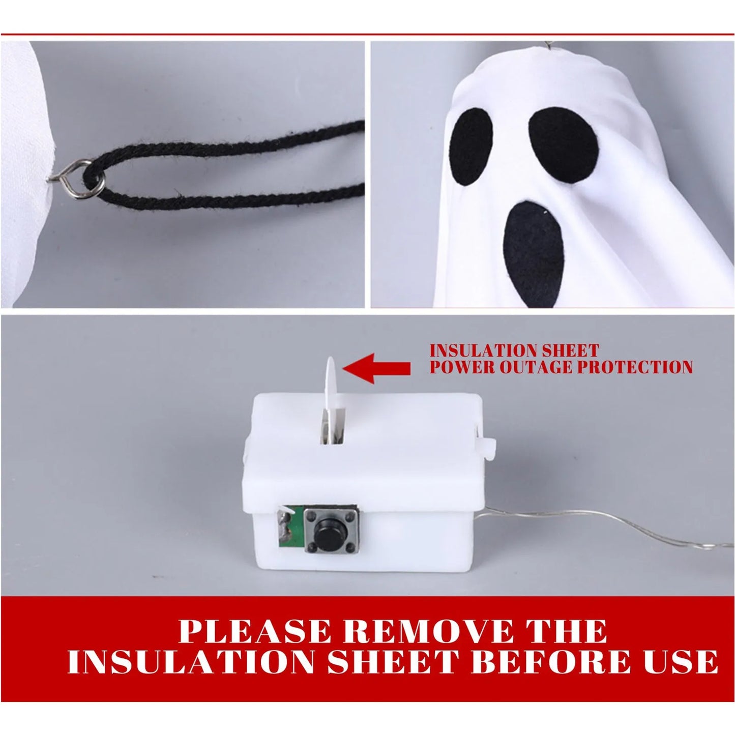 Halloween Ghost Hanging Decorations Halloween Hanging Light Up White Orange Flying Ghost Tree Window Wall Scary Ornament 50X40CM