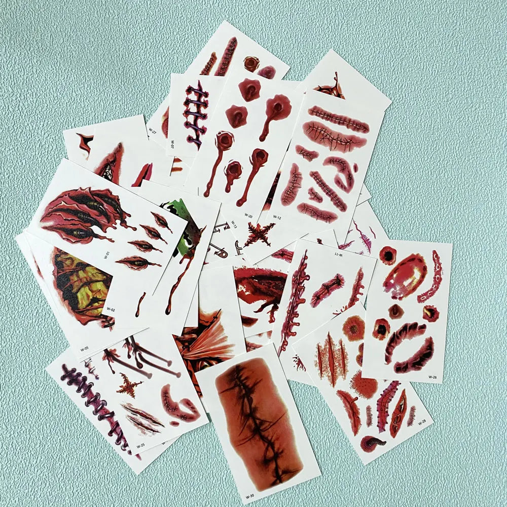 Bleeding Wound Tattoo Stickers (30pcs)