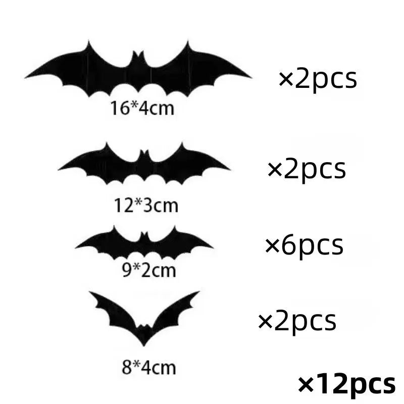 3D PVC Bat Wall Stickers – Halloween Scary Decorations & Party Props