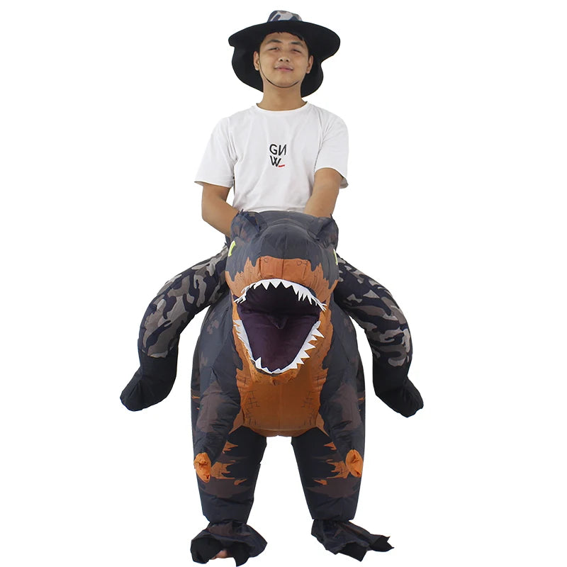 Inflatable Dinosaur Ride-On Costume – Halloween Party Cosplay for Adults