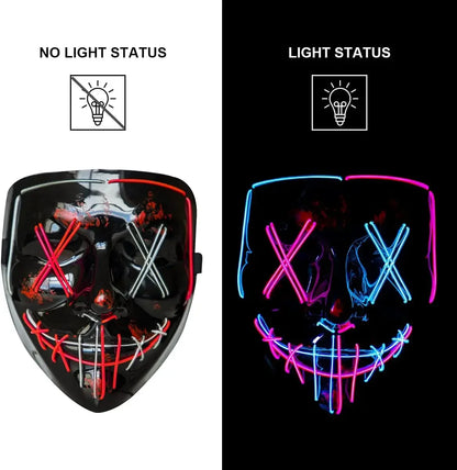 LED Light-Up Scary Halloween Mask for Cosplay & Parties