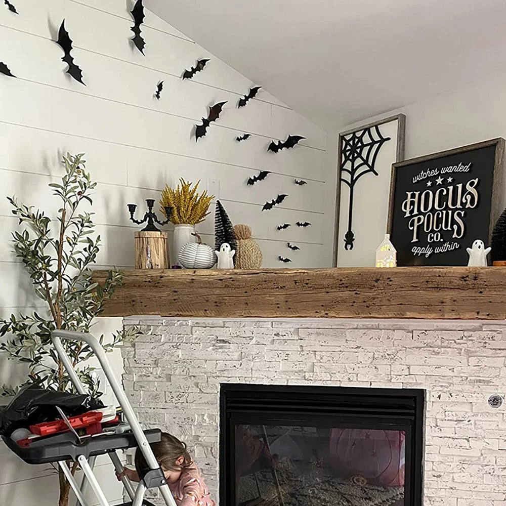 3D PVC Bat Wall Stickers – Halloween Scary Decorations & Party Props