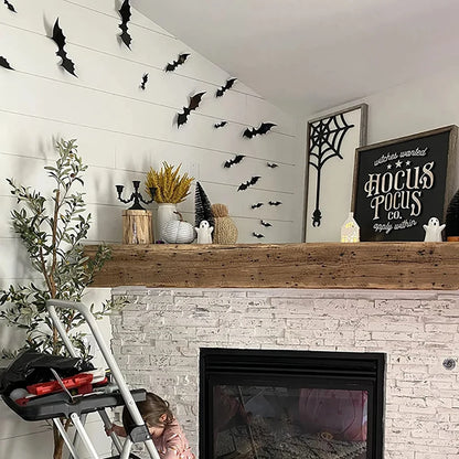 Halloween 3D Bat Wall Stickers, Black PVC Bats, Scary Party Decor