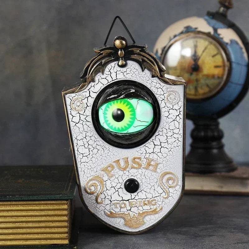 1/2PCS Halloween One-Eyed Doorbell Prop with Glowing Eyeball & Spider