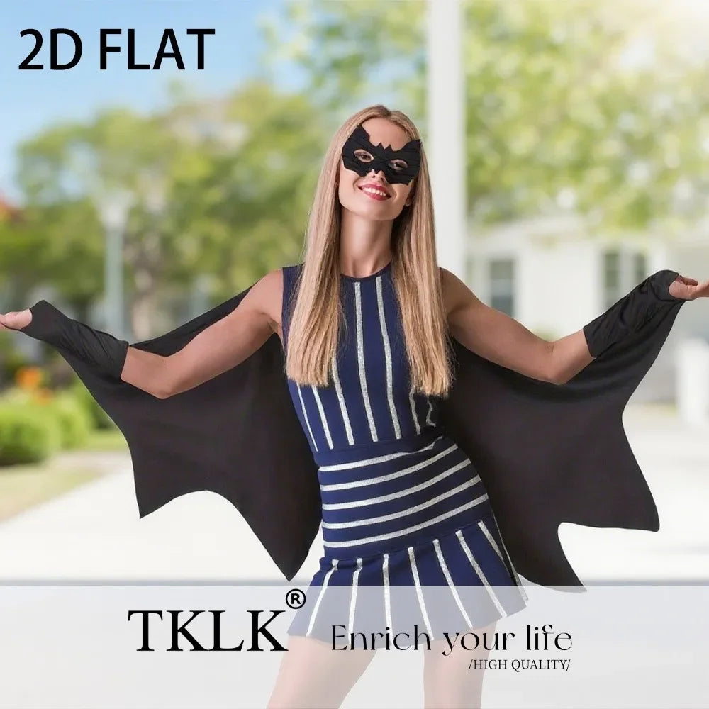 Halloween Bat Costume for Adults – Wing Cape, Eye Mask & Hair Clips