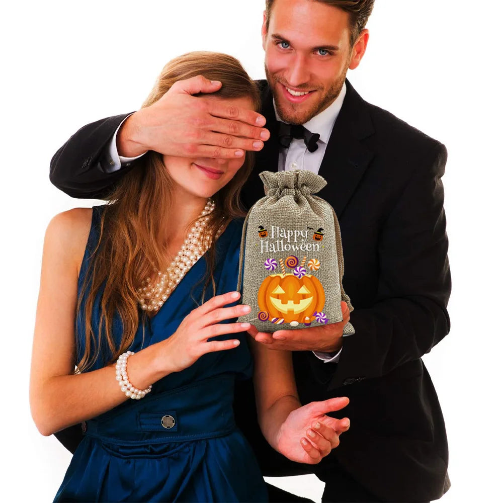 2025 New Halloween Drawstring Burlap Bag, Candy Chocolate Jewelry Gift Bag, DIY Wedding