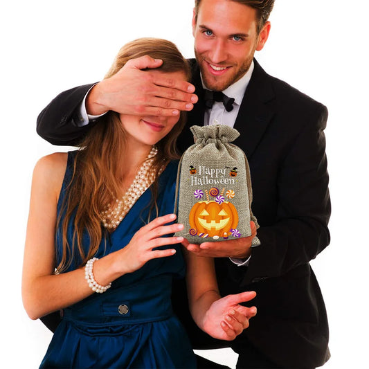 2025 New Halloween Drawstring Burlap Bag, Candy Chocolate Jewelry Gift Bag, DIY Wedding