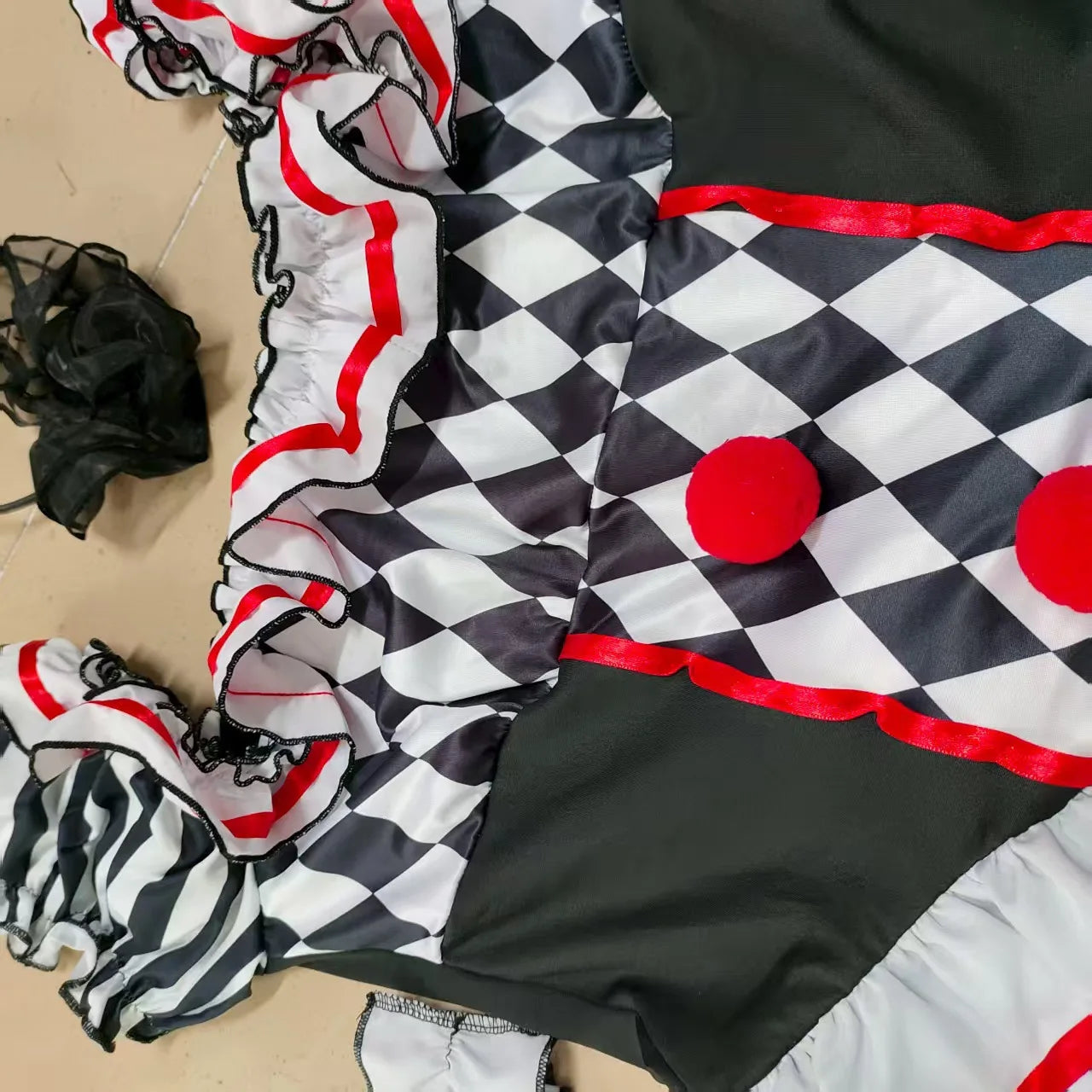 Women’s Clown Cosplay Costume, Halloween Circus Outfit, Stage Performance Dress