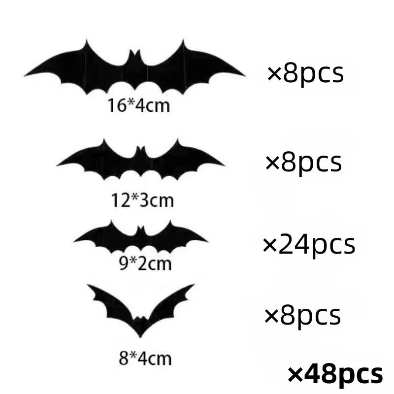3D PVC Bat Wall Stickers – Halloween Scary Decorations & Party Props