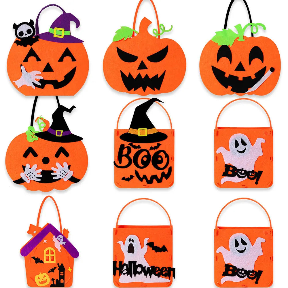 Felt Halloween Trick-or-Treat Bag with Spooky Pumpkin & Ghost Design
